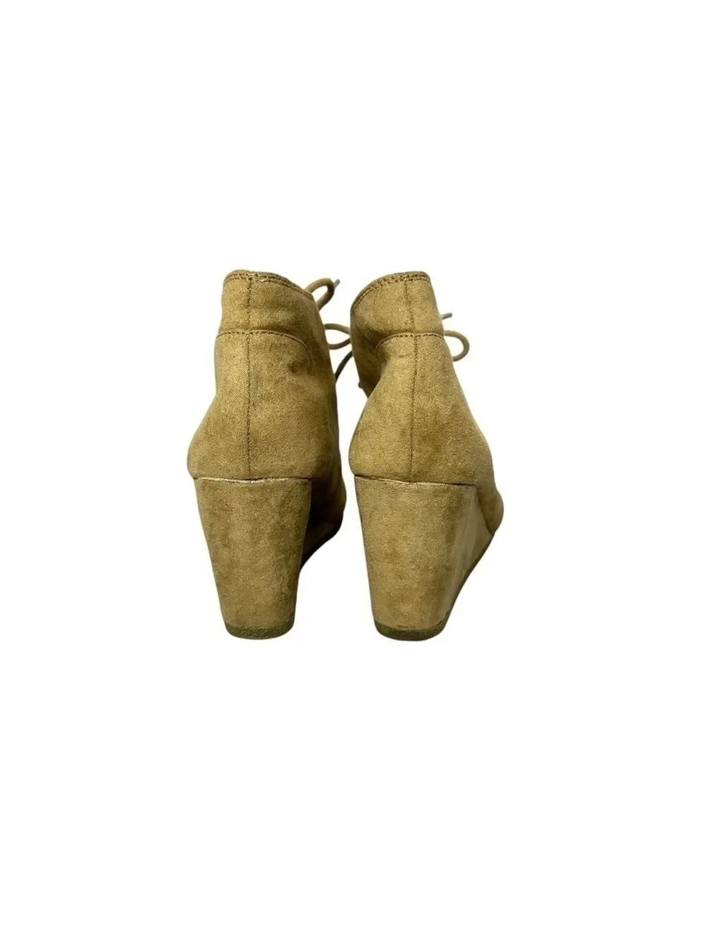 Marbella Edge Bootie Wedge Ankle Boots Taupe Faux Suede Girls Size 4M
